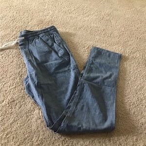 NWT Men’s Lands' End Size:36-38 Large Tall Long Elastic Waist w/Pkts Chambray